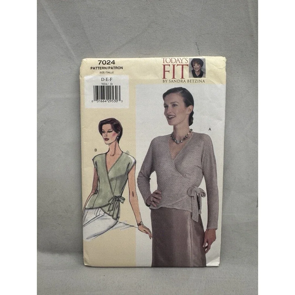 Vogue 7024 Sewing Pattern Crafts Size D Ties Cap Top Sandra Betzina Todays Fit